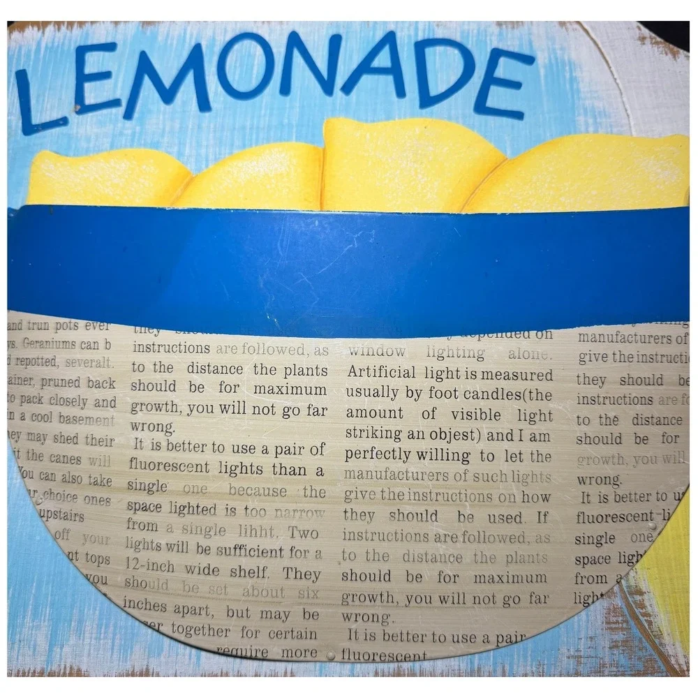 Lemonade Sign Decor Yellow Rustic Wood Pitcher 5 Cent Prop Lemonade Stand Decor